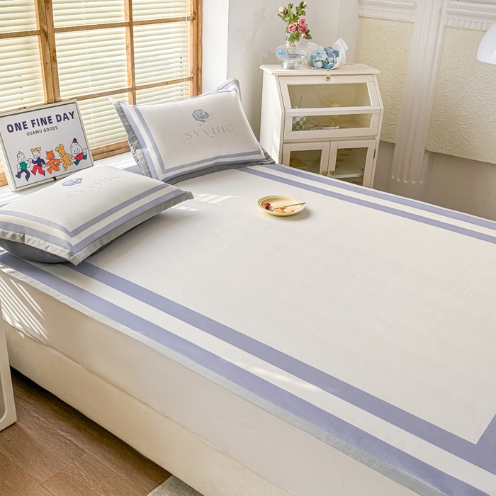 91家纺网 家纺一手货源 找家纺 栩裕纺织 2025款数码印花1200D碳光牛奶冰丝凉席 春晓-紫