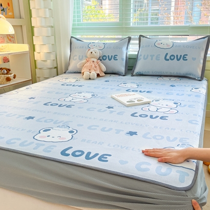 沐慕 2024新款小清新印花冰藤床笠系列 床笠-字母萌宝