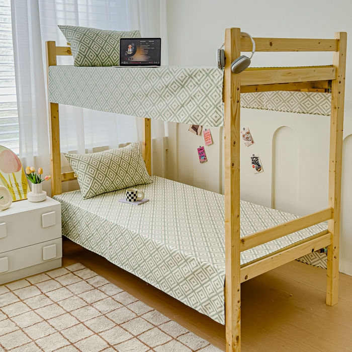 91家纺网 家纺一手货源 找家纺 金丝鸟 2024新款学生款A类全棉老粗布床单 围城 绿