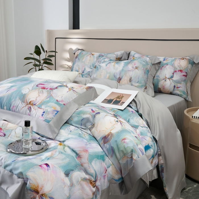 91家纺网 家纺一手货源 找家纺 榻尚家居 2024新款天丝棉数码印花四件套 水墨兰会员-20