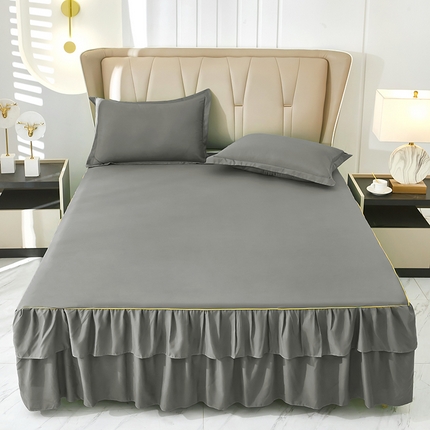 91家纺网 家纺一手货源 找家纺 （总）爱一个家 2024新款芦荟棉纯色单床裙