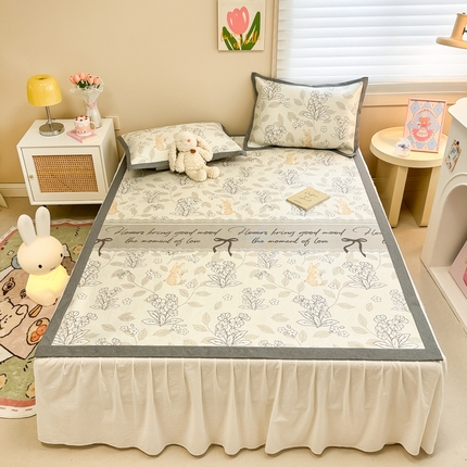 沐慕 2024新款小清新印花冰藤席空调席系列 冰藤-秘境花园