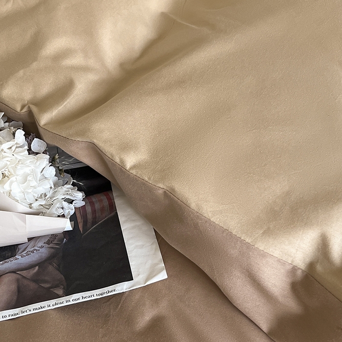 91家纺网 家纺一手货源 找家纺 澳梵2024新款60s全棉纯色单品被套 茶棕-奇遇金