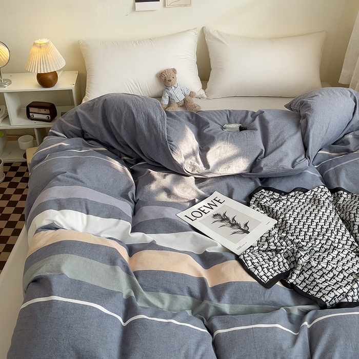 91家纺网 家纺一手货源 找家纺 大柏树 2025新款A类色织全棉水洗棉单品系列-单被套 流年灰