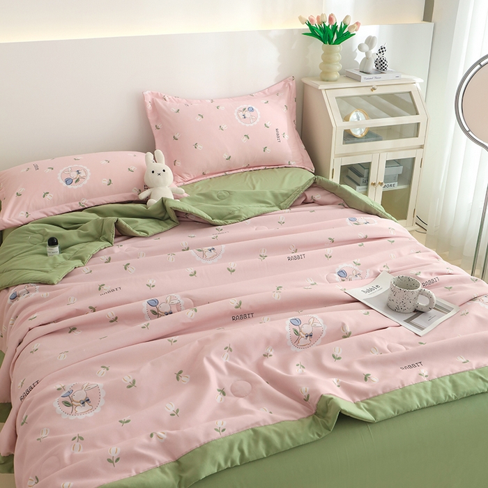 91家纺网 家纺一手货源 找家纺 优布加 2024新款水洗棉大豆被夏被大豆纤维空调被夏凉被 蔷薇