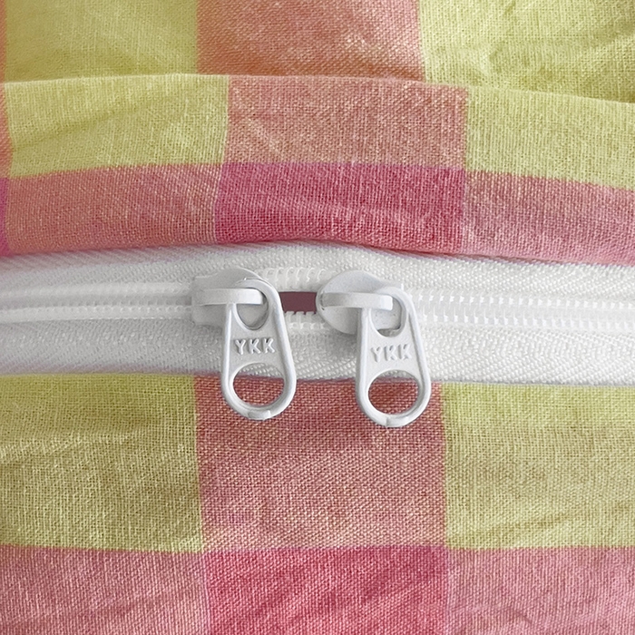 91家纺网 家纺一手货源 找家纺 大柏树 2025新款A类色织全棉水洗棉单品系列-单被套 黄粉三分格