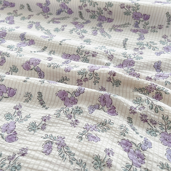 91家纺网 家纺一手货源 找家纺 富之航 2024新款时尚舒适泡泡棉夏被四件套紫苏