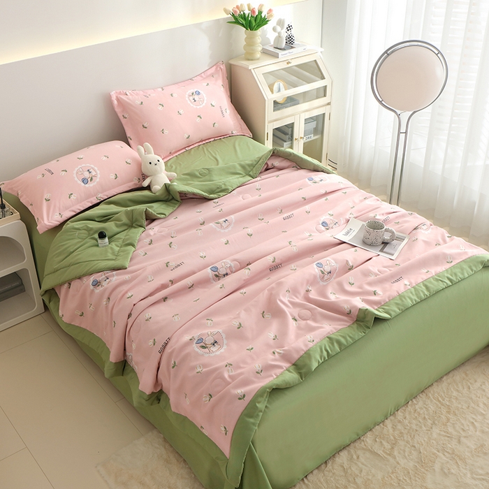 91家纺网 家纺一手货源 找家纺 优布加 2024新款水洗棉大豆被夏被大豆纤维空调被夏凉被 蔷薇