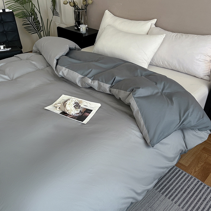 91家纺网 家纺一手货源 找家纺 澳梵2024新款60s全棉纯色单品被套 椰子灰-月岩灰