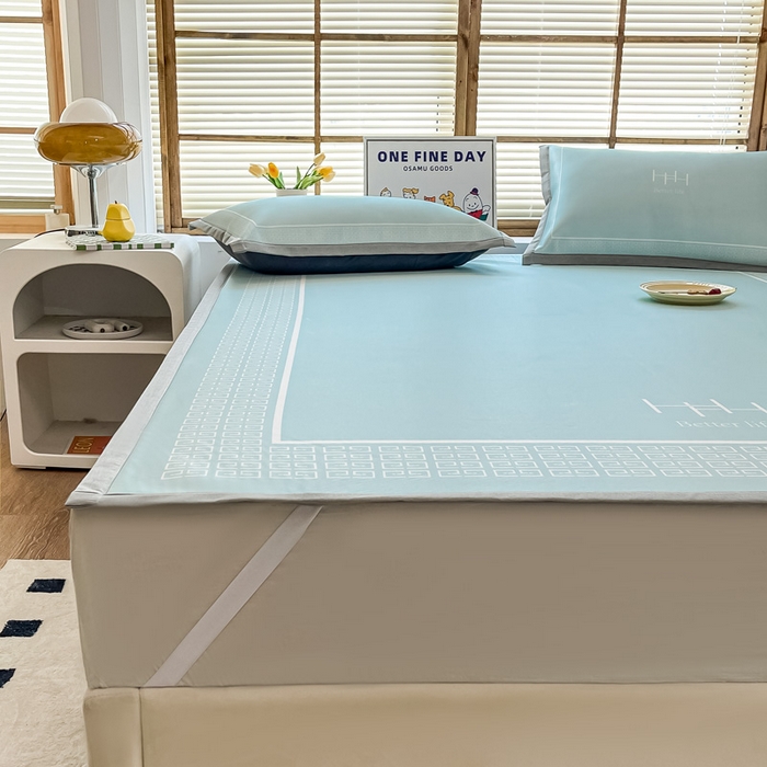 91家纺网 家纺一手货源 找家纺 栩裕纺织 2025款数码印花1200D碳光牛奶冰丝凉席 望绿川