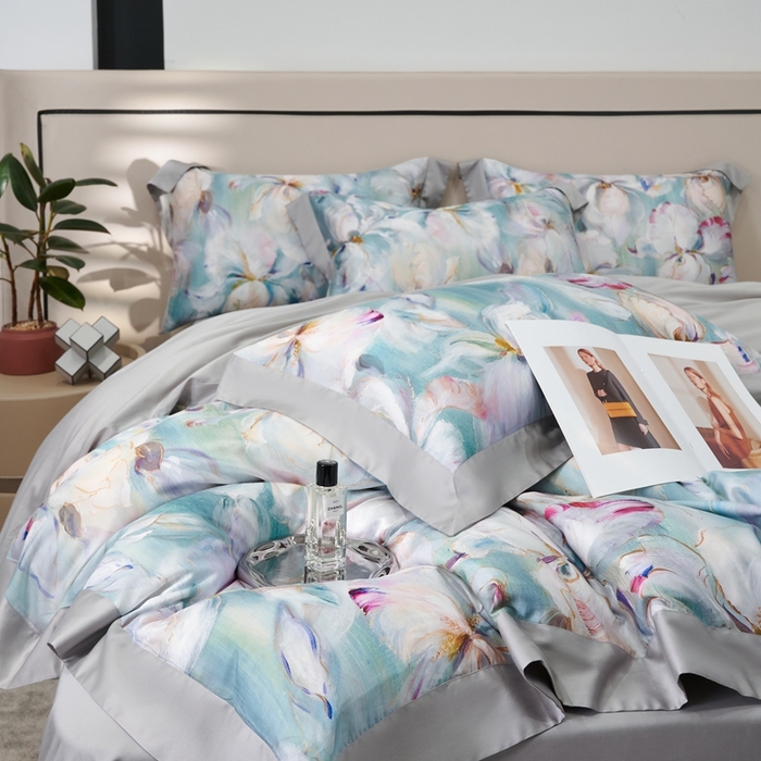 91家纺网 家纺一手货源 找家纺 榻尚家居 2024新款天丝棉数码印花四件套 水墨兰会员-20