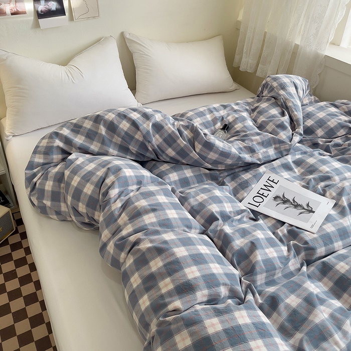 91家纺网 家纺一手货源 找家纺 大柏树 2025新款A类色织全棉水洗棉单品系列-单被套 简兮兰