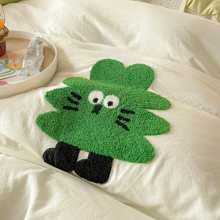 91家纺网 家纺一手货源 找家纺 梵克保罗 2024新款卡通水洗棉毛巾绣四件套 幸运树-米白配浅绿