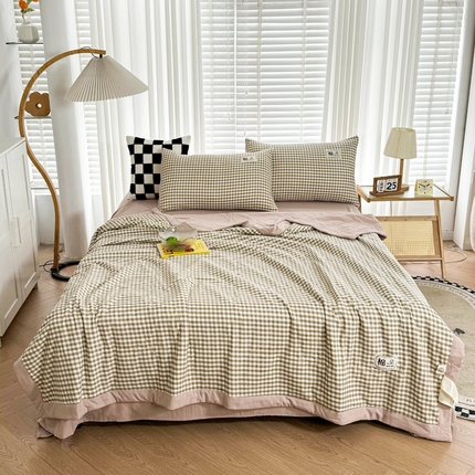 91家纺网 家纺一手货源 找家纺 （总）帕芬鸟家纺 2025新款色织水洗棉棉花夏被四件套