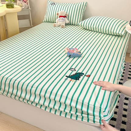 雅居纺家纺 2024新款全棉绣花A类老粗布单品系列 老粗布-Happy恐龙