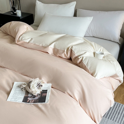澳梵2024新款60s全棉纯色单品被套 奶昔白-白桃粉