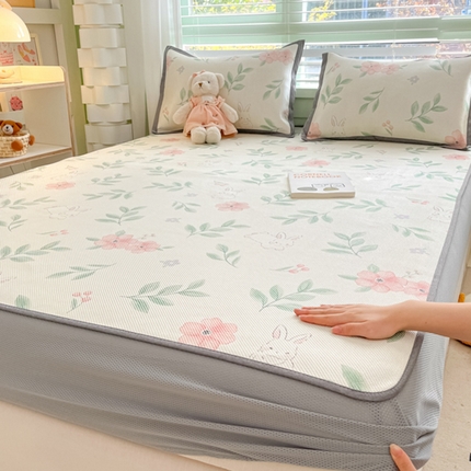 沐慕 2024新款小清新印花冰藤床笠系列 床笠-莫妮卡