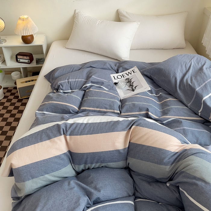 91家纺网 家纺一手货源 找家纺 大柏树 2025新款A类色织全棉水洗棉单品系列-单被套 流年灰