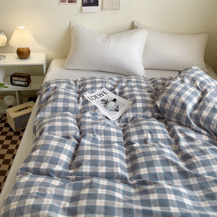 91家纺网 家纺一手货源 找家纺 大柏树 2025新款A类色织全棉水洗棉单品系列-单被套 简兮兰