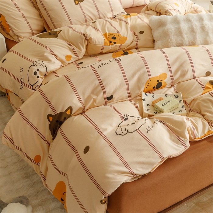 91家纺网 家纺一手货源 找家纺 瑞米家居 2024新款A类全棉针织棉四件套 调皮汪