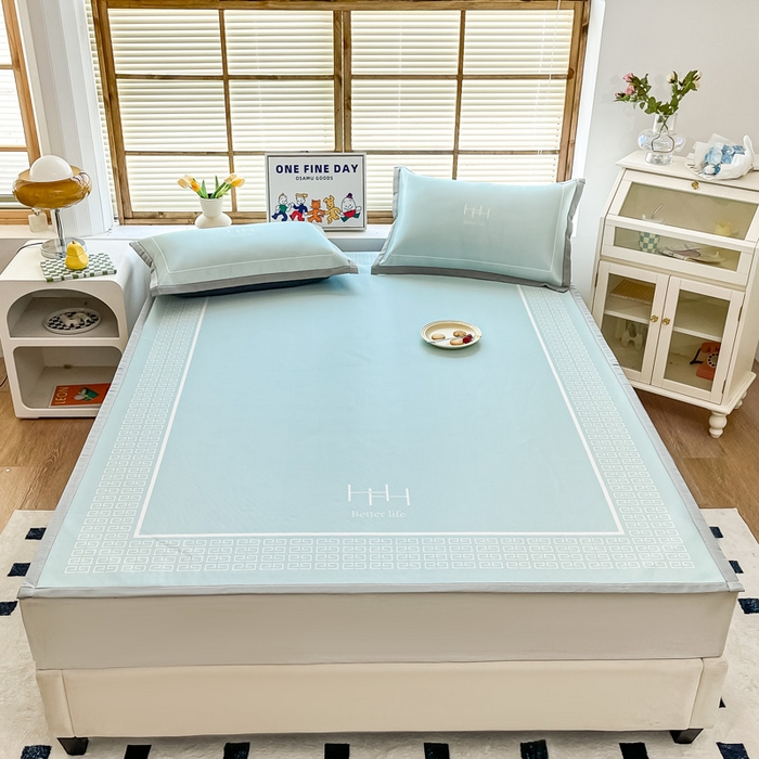 91家纺网 家纺一手货源 找家纺 栩裕纺织 2025款数码印花1200D碳光牛奶冰丝凉席 望绿川