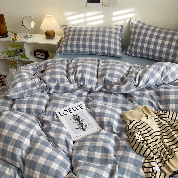 91家纺网 家纺一手货源 找家纺 大柏树 2025新款A类色织全棉水洗棉单品系列-四件套 简兮兰