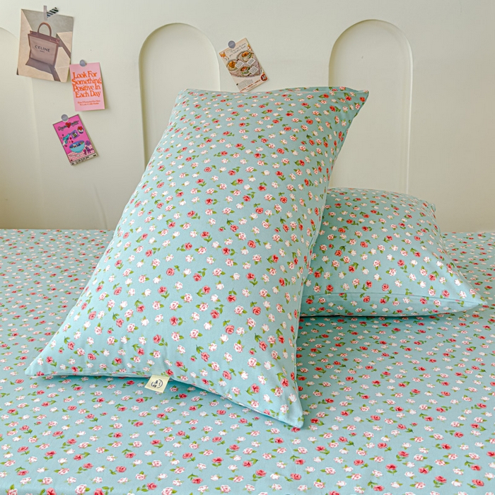 91家纺网 家纺一手货源 找家纺 金丝鸟 2024新款学生款A类全棉老粗布床单 小玫瑰