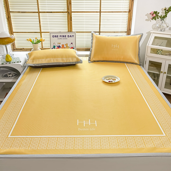 91家纺网 家纺一手货源 找家纺 栩裕纺织 2025款数码印花1200D碳光牛奶冰丝凉席 望金秋