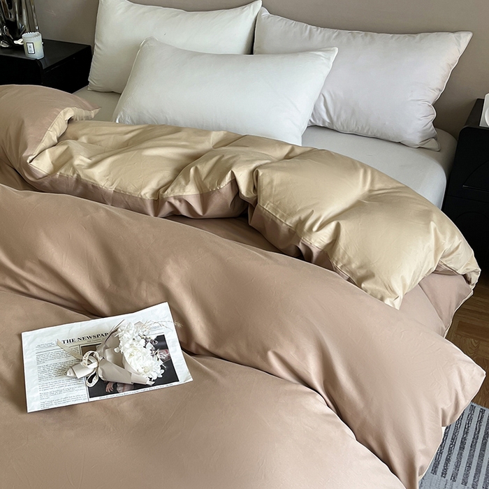 91家纺网 家纺一手货源 找家纺 澳梵2024新款60s全棉纯色单品被套 茶棕-奇遇金