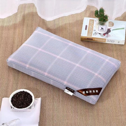 91家纺网 家纺一手货源 找家纺 （总）韩后2025新款全棉老粗布格子系列荞麦枕枕芯枕头面包枕+方形枕