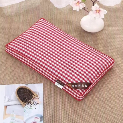 91家纺网 家纺一手货源 找家纺 （总）韩后2025新款全棉老粗布格子系列荞麦枕枕芯枕头面包枕+方形枕