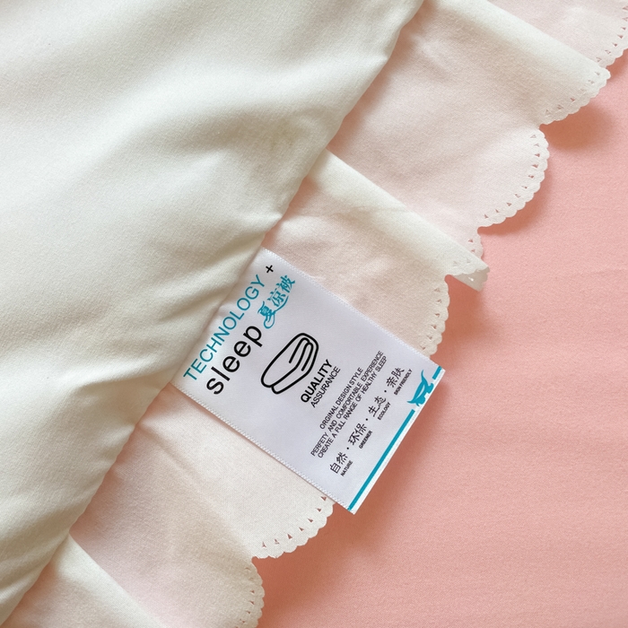 91家纺网 家纺一手货源 找家纺 沐慕 2024新款毛巾绣印花夏被四件套 蝴蝶结-白