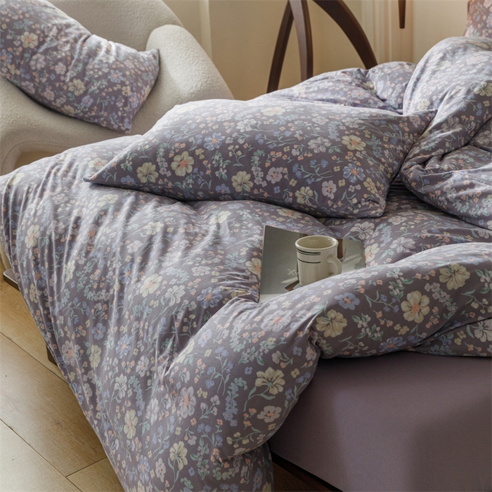 91家纺网 家纺一手货源 找家纺 瑞米家居 2024新款A类全棉针织棉四件套 繁花月夜