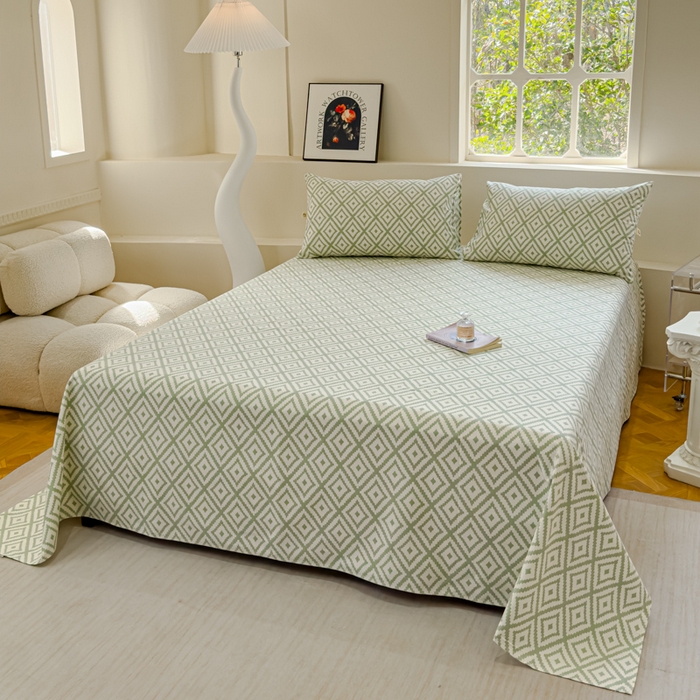 91家纺网 家纺一手货源 找家纺 金丝鸟 2024新款成人款A类全棉老粗布床单 围城 绿