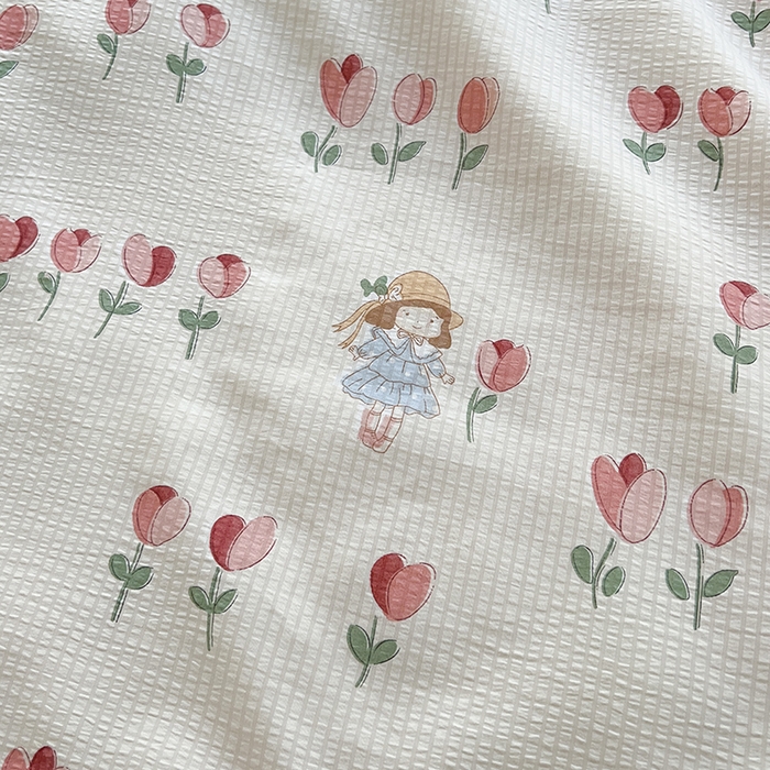 91家纺网 家纺一手货源 找家纺 富之航 2024新款时尚舒适泡泡棉夏被四件套伊梦