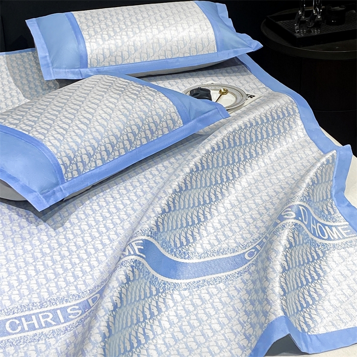 91家纺网 家纺一手货源 找家纺 启程家纺 2024新款A类轻奢600D数码印花冰藤席 迪宝系列 迪宝-蓝