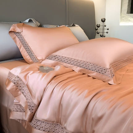 91家纺网 家纺一手货源 找家纺 （总）佳汐蓝家纺 新款60支莱赛尔天丝镂空花边丝悦系列夏被四件套