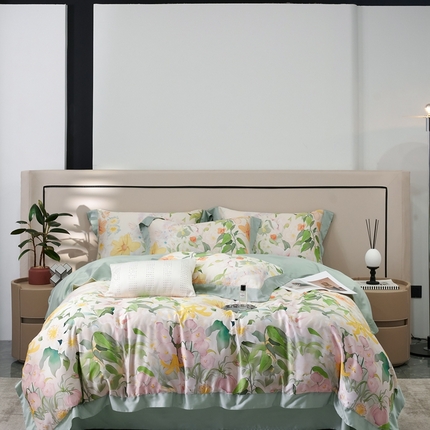 91家纺网 家纺一手货源 找家纺 （总）榻尚家居 2024新款天丝棉数码印花四件套 