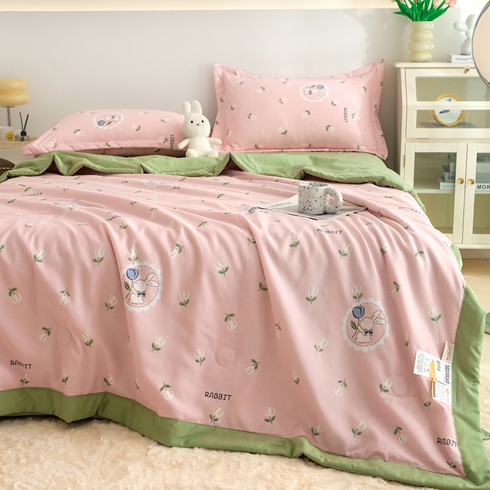 91家纺网 家纺一手货源 找家纺 优布加 2024新款水洗棉大豆被夏被大豆纤维空调被夏凉被 蔷薇