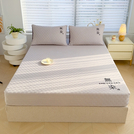 91家纺网 家纺一手货源 找家纺 灰鲸 新款A类提花双层纱无染刺绣床笠 无染-纳多灰