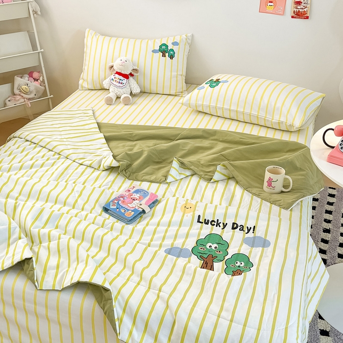 91家纺网 家纺一手货源 找家纺 雅居纺家纺 2024新款全棉绣花夏被可配同款老粗布四件套 夏被-发财树