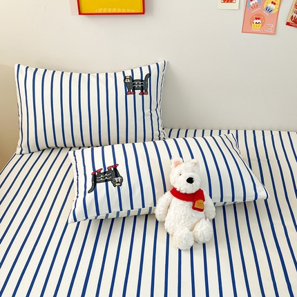 91家纺网 家纺一手货源 找家纺 雅居纺家纺 2024新款全棉绣花A类老粗布单品系列-单枕套 老粗布-小猫咪