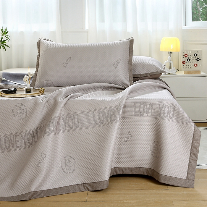 91家纺网 家纺一手货源 找家纺 青雅席业 2025新款抗菌提花凉感丝豆豆席-玫瑰花语系列 玫瑰花语-香槟