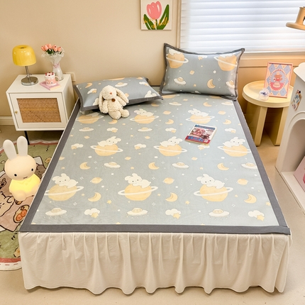 沐慕 2024新款小清新印花冰藤席空调席系列 冰藤-星球兔