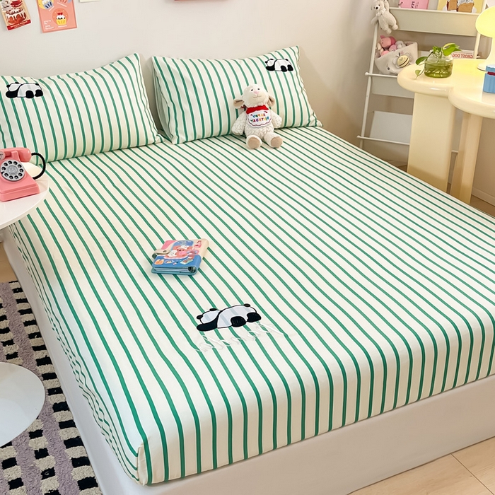 91家纺网 家纺一手货源 找家纺 雅居纺家纺 2024新款全棉绣花A类老粗布单品系列 老粗布-萌仔熊猫