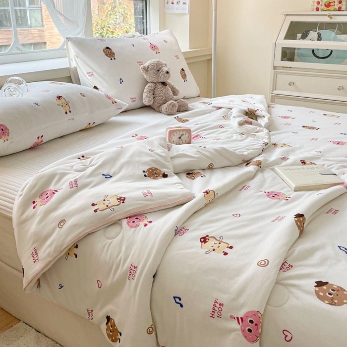 91家纺网 家纺一手货源 找家纺 沐慕 2024新款小清新加厚亲肤针织棉夏被 甜甜圈