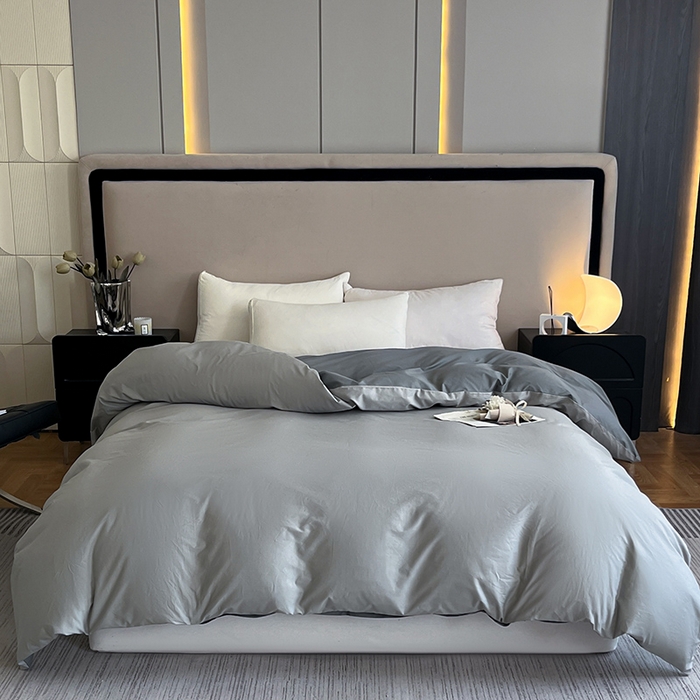 91家纺网 家纺一手货源 找家纺 澳梵2024新款60s全棉纯色单品被套 椰子灰-月岩灰