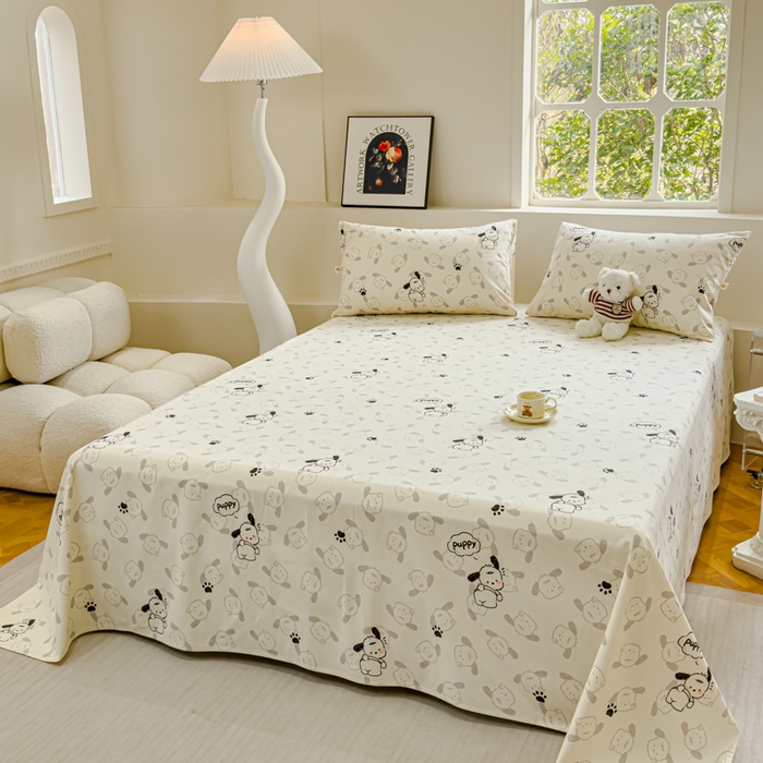 91家纺网 家纺一手货源 找家纺 金丝鸟 2024新款成人款A类全棉老粗布床单 小白狗