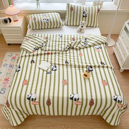 沐慕 2024新款小清新加厚亲肤针织棉夏被 熊猫派派