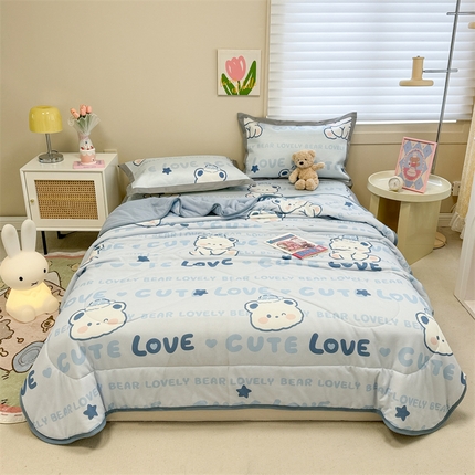 （总）沐慕 2024新款小清新华夫格印花冰藤夏被四件套